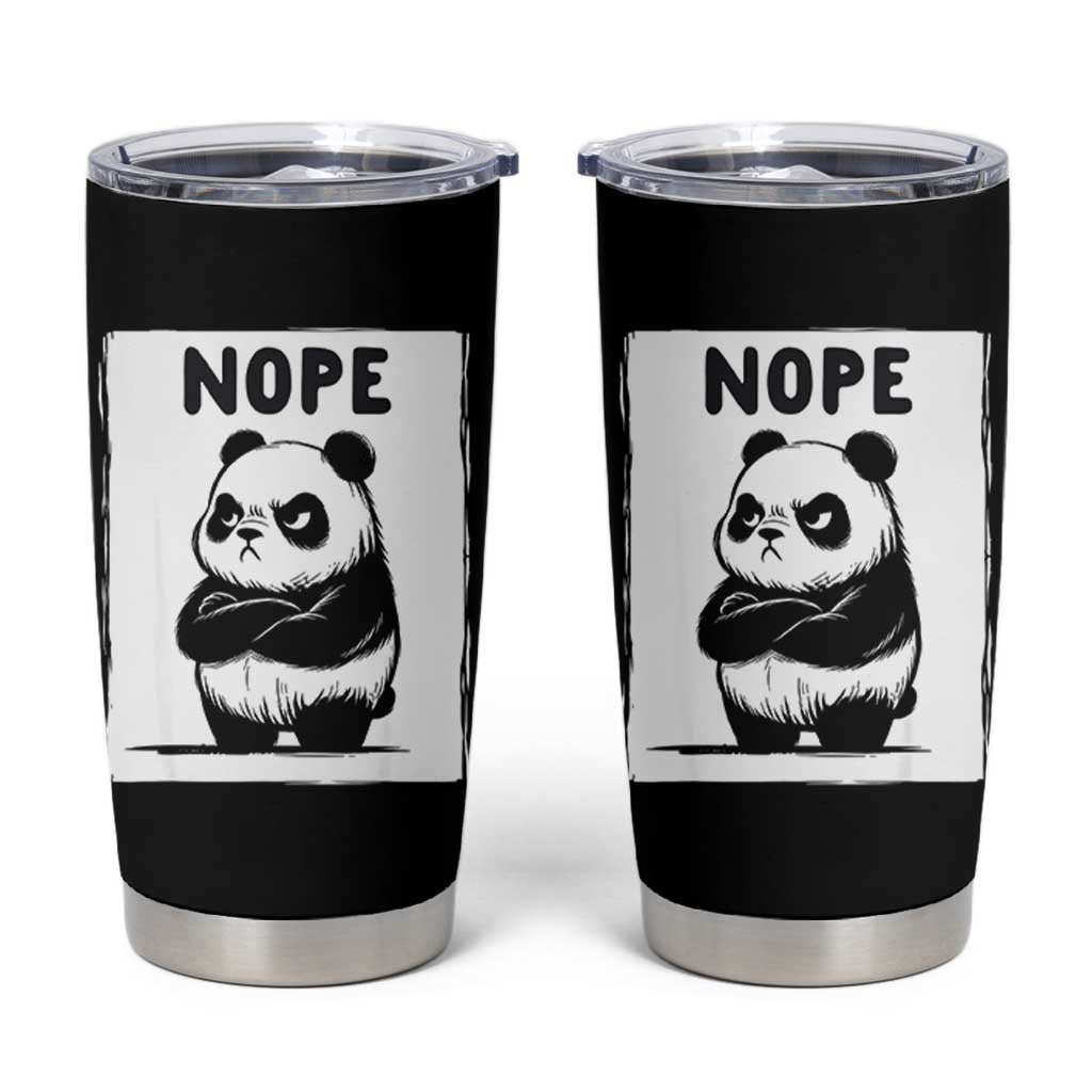 Grumpy Panda Says Nope Tumbler Cup Japanese Aesthetic Panda Bear Graphic