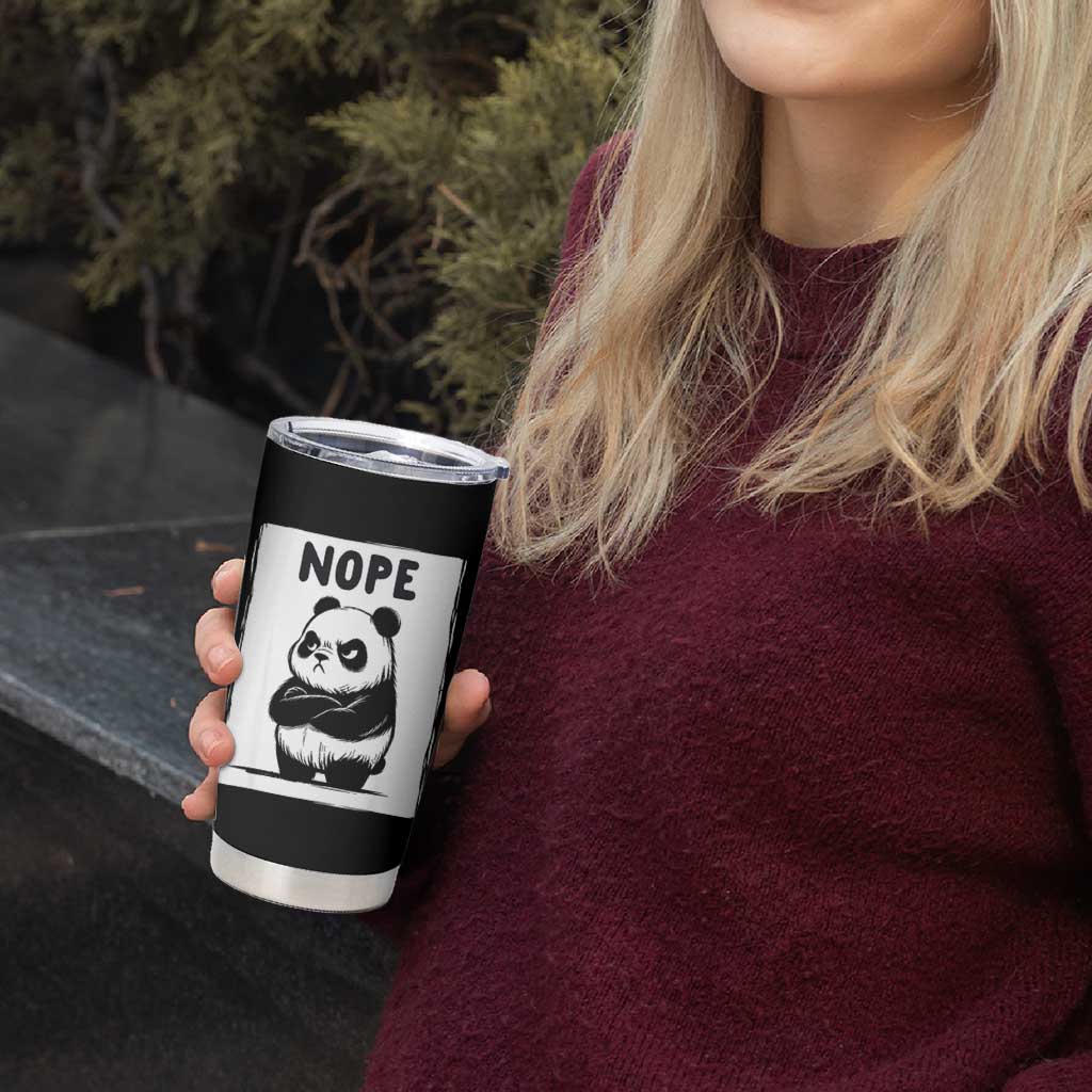 Grumpy Panda Says Nope Tumbler Cup Japanese Aesthetic Panda Bear Graphic