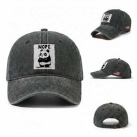 Grumpy Panda Says Nope Washed Cotton Baseball Cap Japanese Aesthetic Panda Bear Graphic