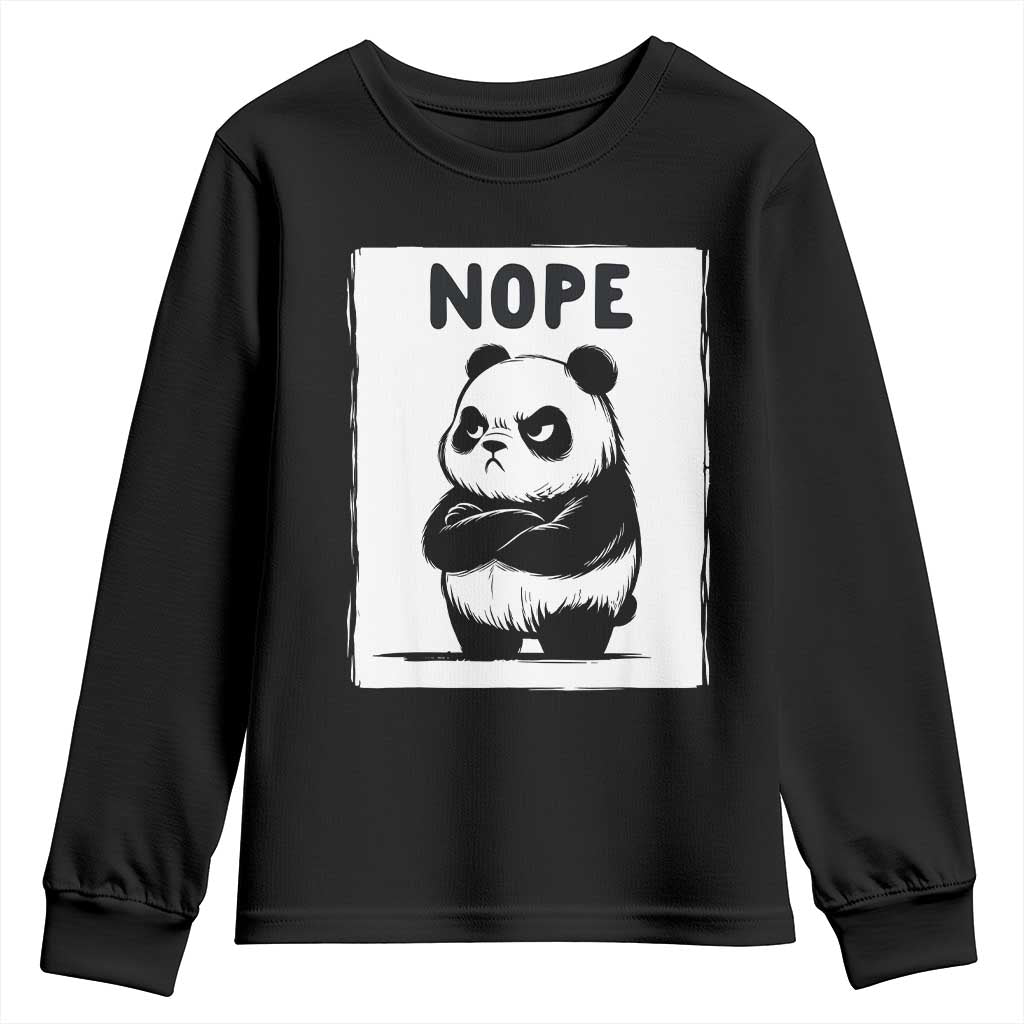 Grumpy Panda Says Nope Youth Sweatshirt Japanese Aesthetic Panda Bear Graphic