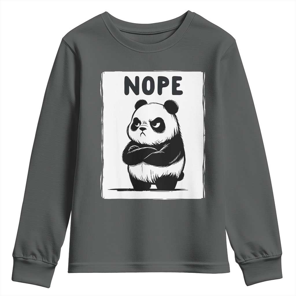 Grumpy Panda Says Nope Youth Sweatshirt Japanese Aesthetic Panda Bear Graphic