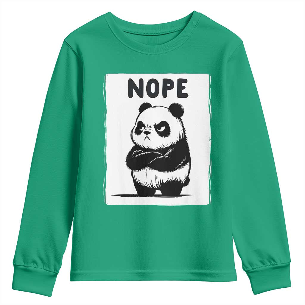 Grumpy Panda Says Nope Youth Sweatshirt Japanese Aesthetic Panda Bear Graphic