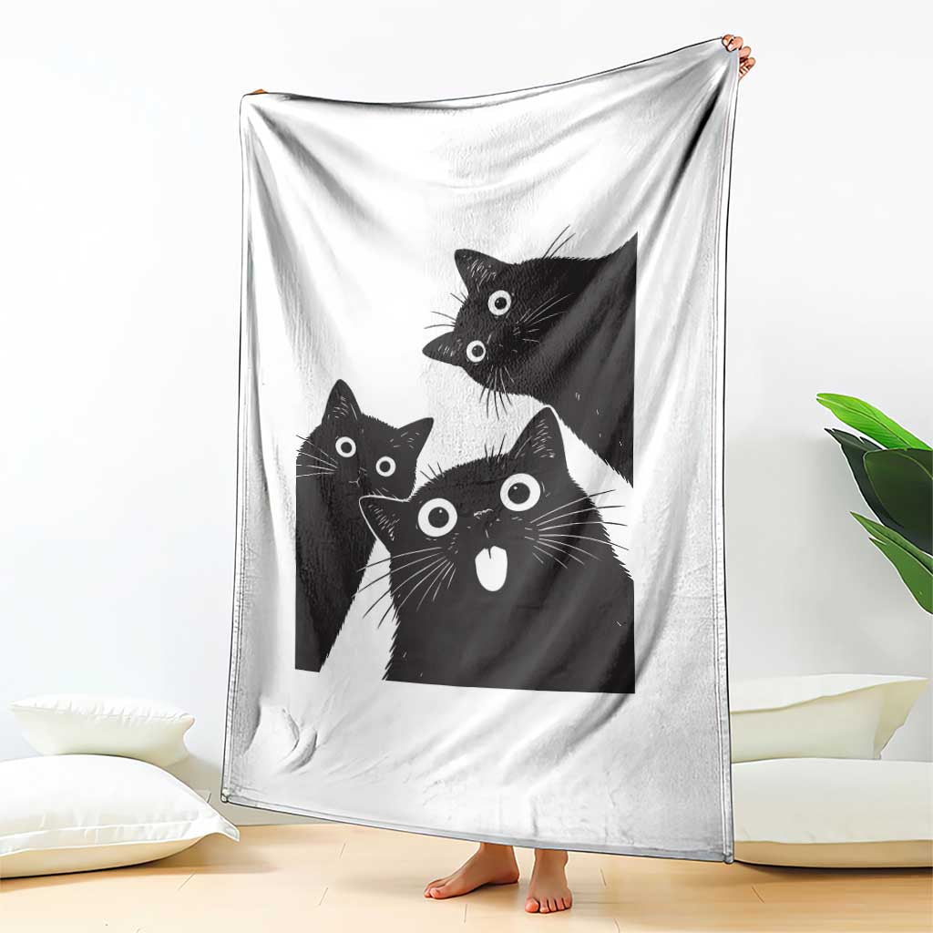 Funny Japanese Black Cat Is Watching You Throw Blanket Cat Lover