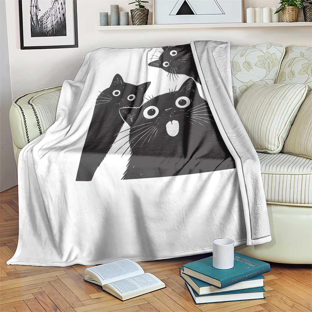 Funny Japanese Black Cat Is Watching You Throw Blanket Cat Lover