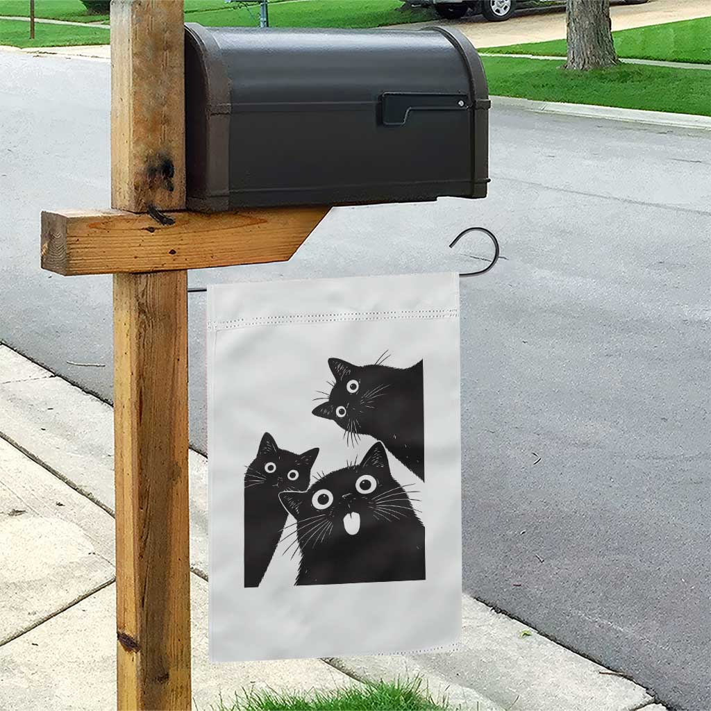 Funny Japanese Black Cat Is Watching You Garden Flag Cat Lover