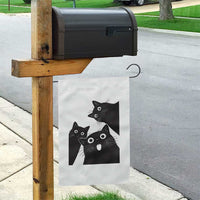 Funny Japanese Black Cat Is Watching You Garden Flag Cat Lover