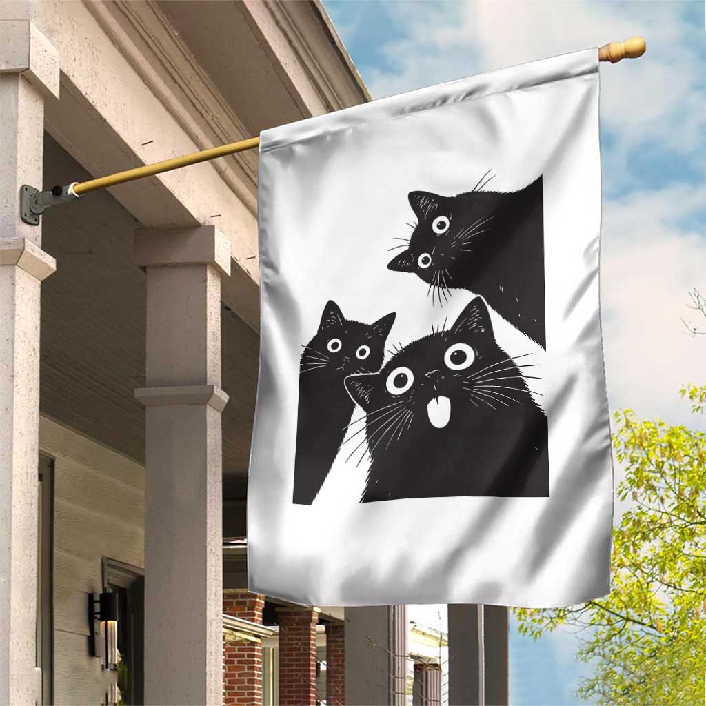 Funny Japanese Black Cat Is Watching You Garden Flag Cat Lover