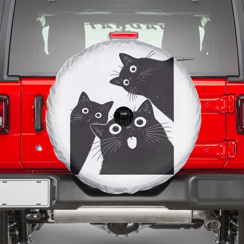 Funny Japanese Black Cat Is Watching You Spare Tire Cover Cat Lover