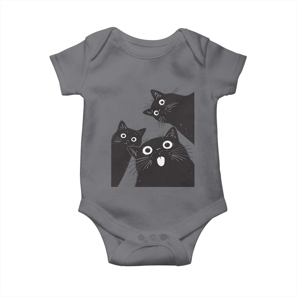 Funny Japanese Black Cat Is Watching You Baby Onesie Cat Lover
