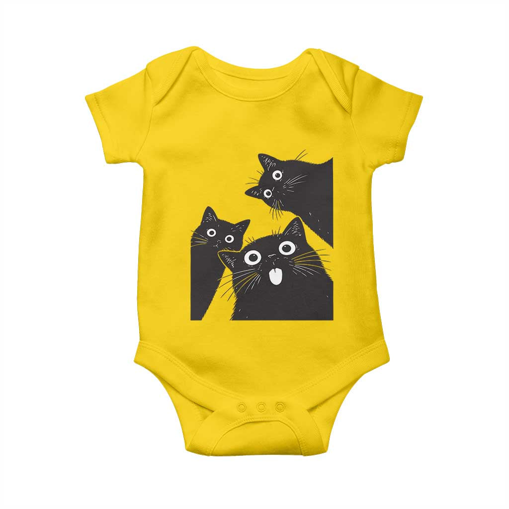 Funny Japanese Black Cat Is Watching You Baby Onesie Cat Lover