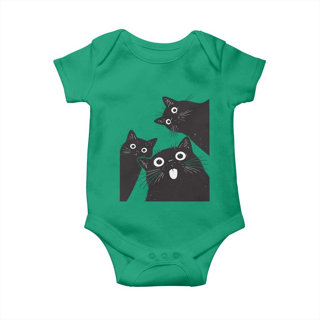 Funny Japanese Black Cat Is Watching You Baby Onesie Cat Lover