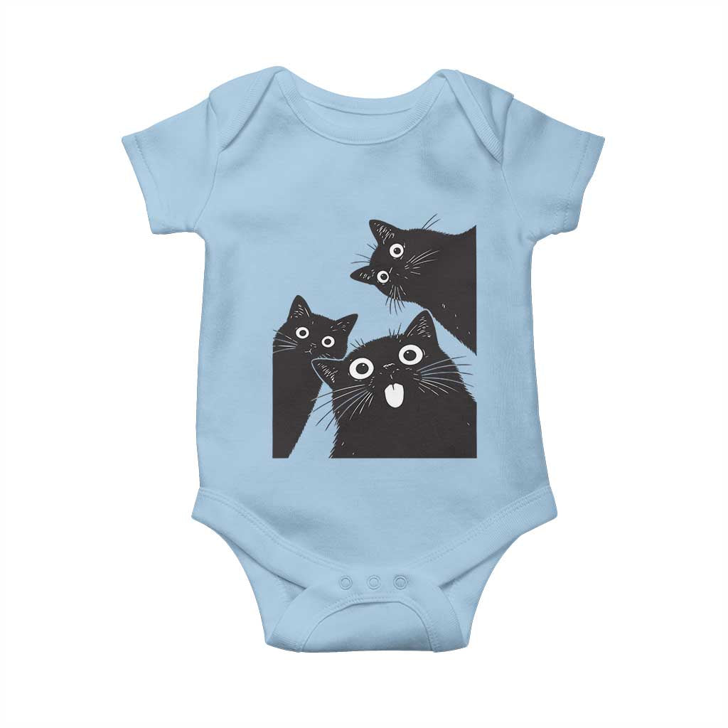 Funny Japanese Black Cat Is Watching You Baby Onesie Cat Lover