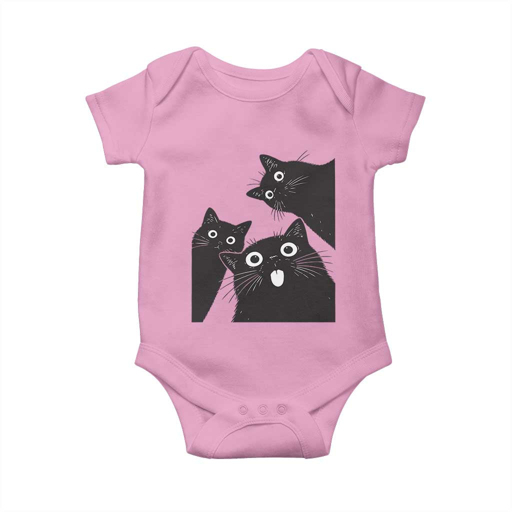 Funny Japanese Black Cat Is Watching You Baby Onesie Cat Lover