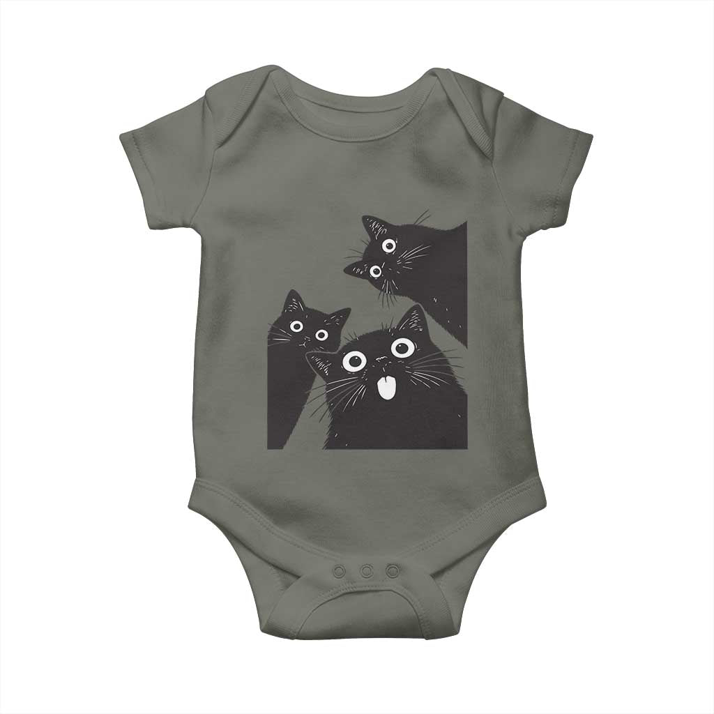 Funny Japanese Black Cat Is Watching You Baby Onesie Cat Lover