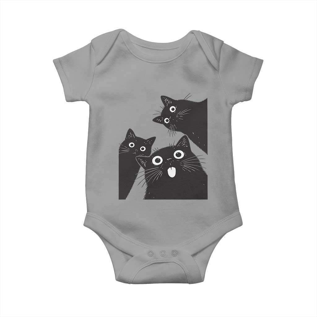 Funny Japanese Black Cat Is Watching You Baby Onesie Cat Lover