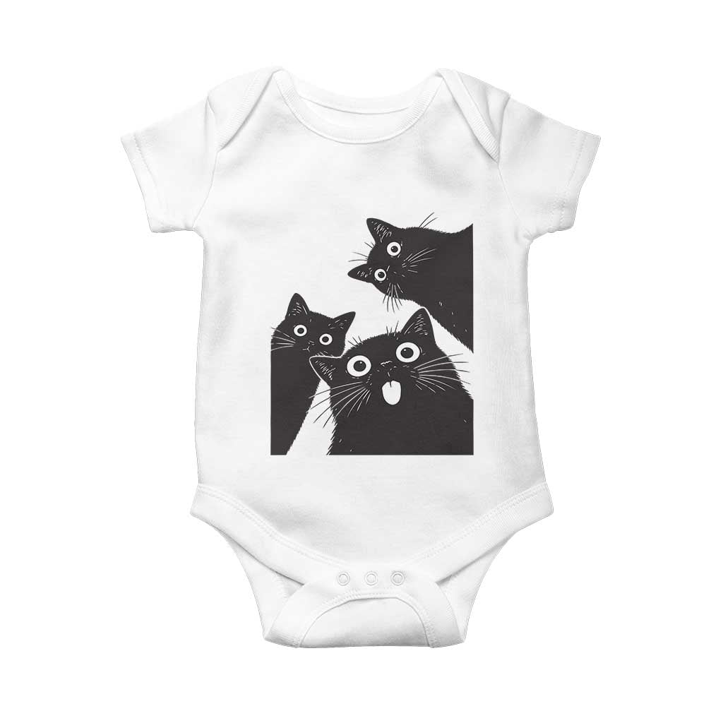 Funny Japanese Black Cat Is Watching You Baby Onesie Cat Lover