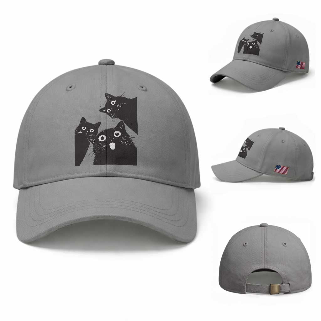 Funny Japanese Black Cat Is Watching You Baseball Cap Cat Lover