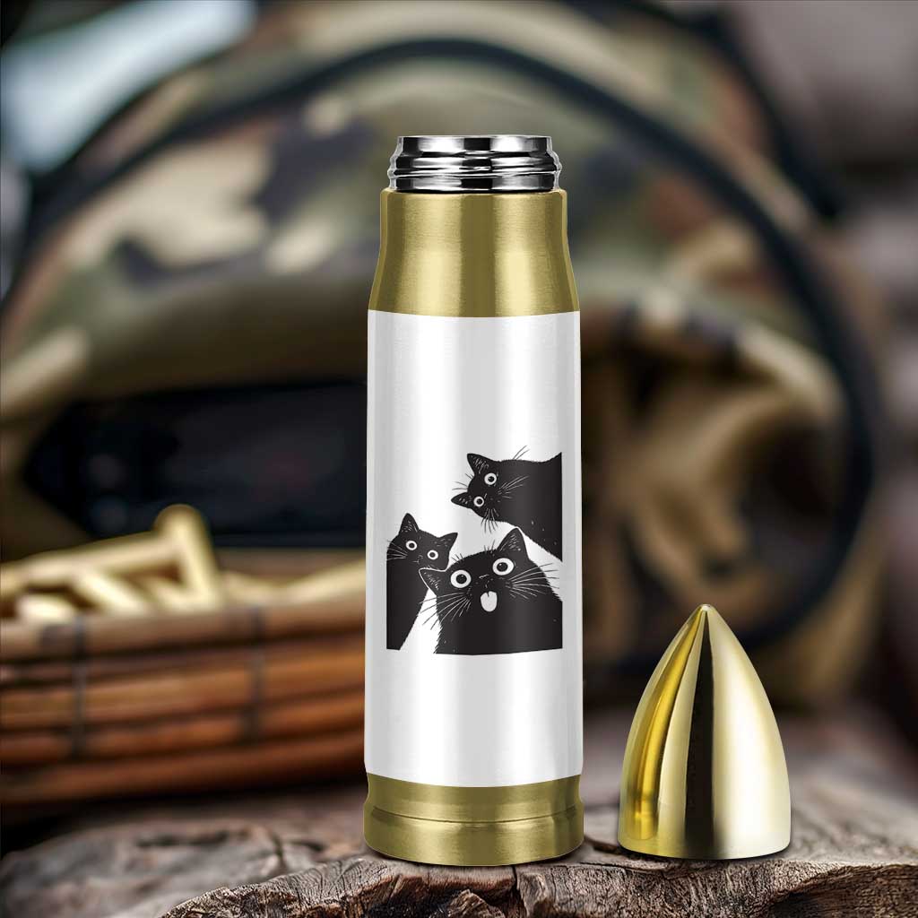 Funny Japanese Black Cat Is Watching You Bullet Tumbler Cat Lover