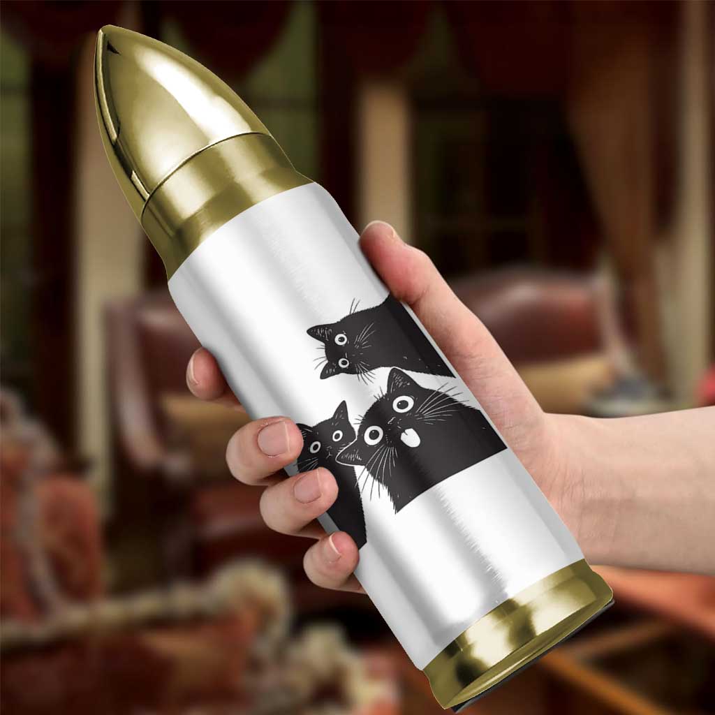 Funny Japanese Black Cat Is Watching You Bullet Tumbler Cat Lover