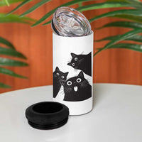 Funny Japanese Black Cat Is Watching You 4 in 1 Can Cooler Tumbler Cat Lover