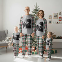 Funny Japanese Black Cat Is Watching You Plaid Pajama Set Cat Lover