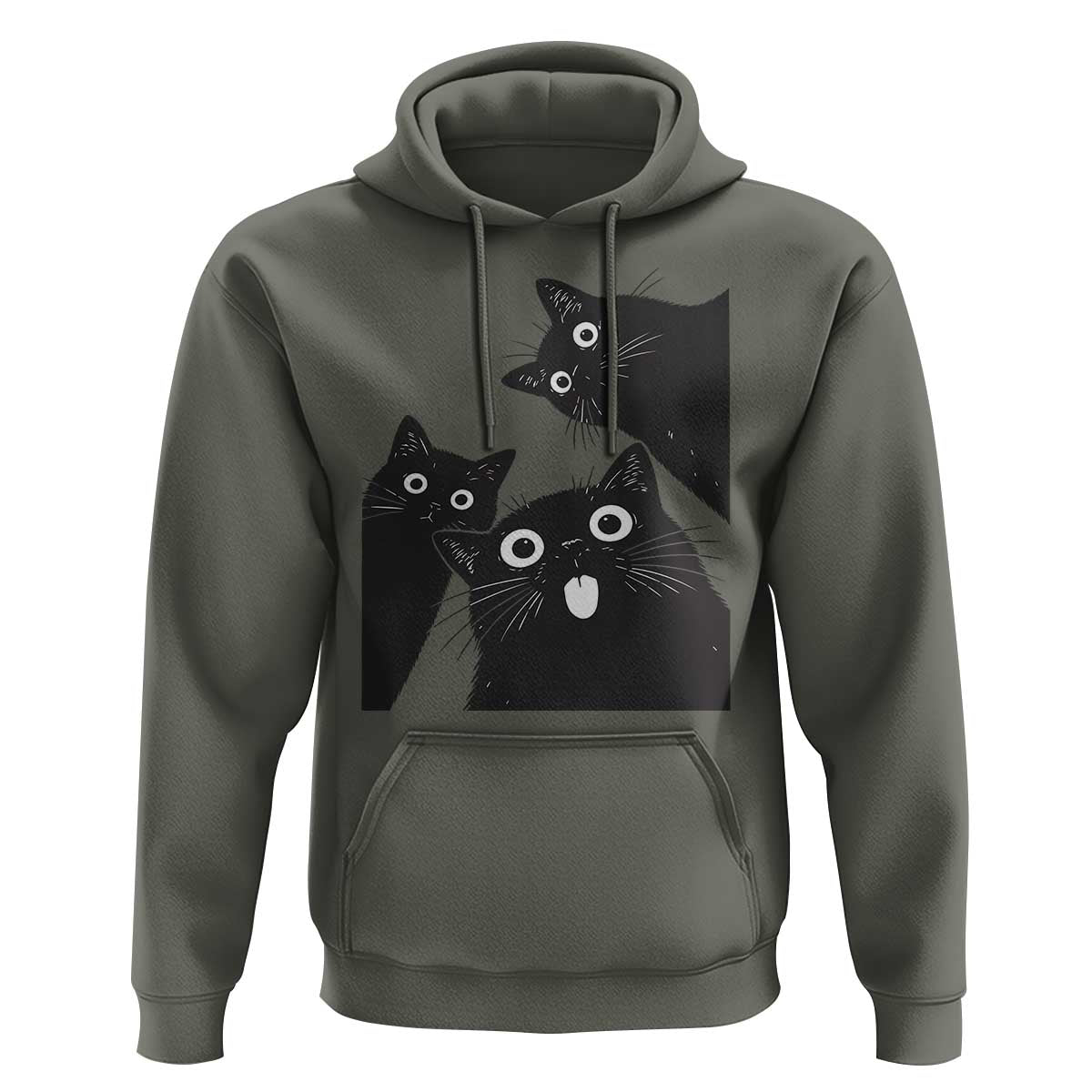 Funny Japanese Black Cat Is Watching You Hoodie Cat Lover