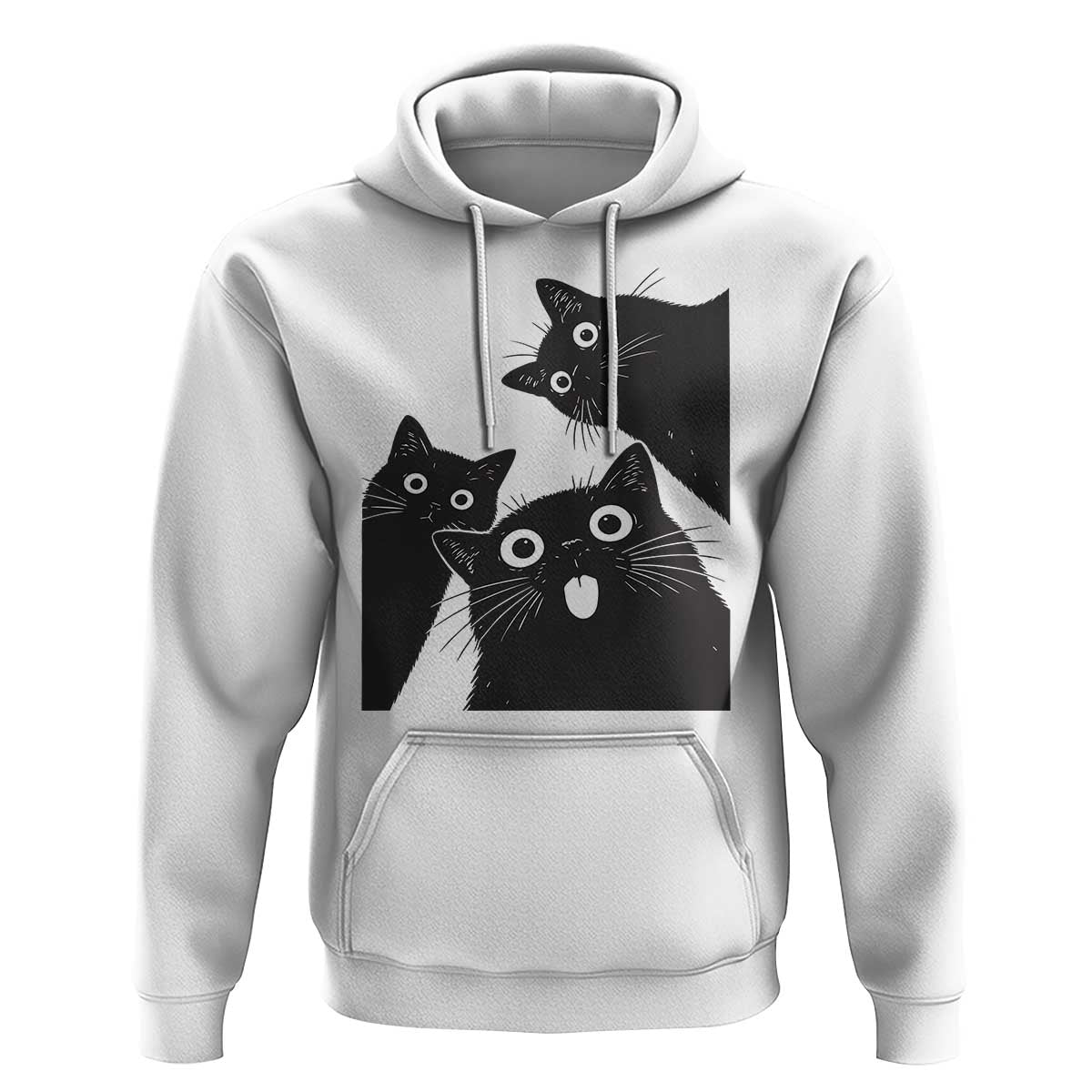 Funny Japanese Black Cat Is Watching You Hoodie Cat Lover