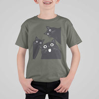 Funny Japanese Black Cat Is Watching You T Shirt For Kid Cat Lover