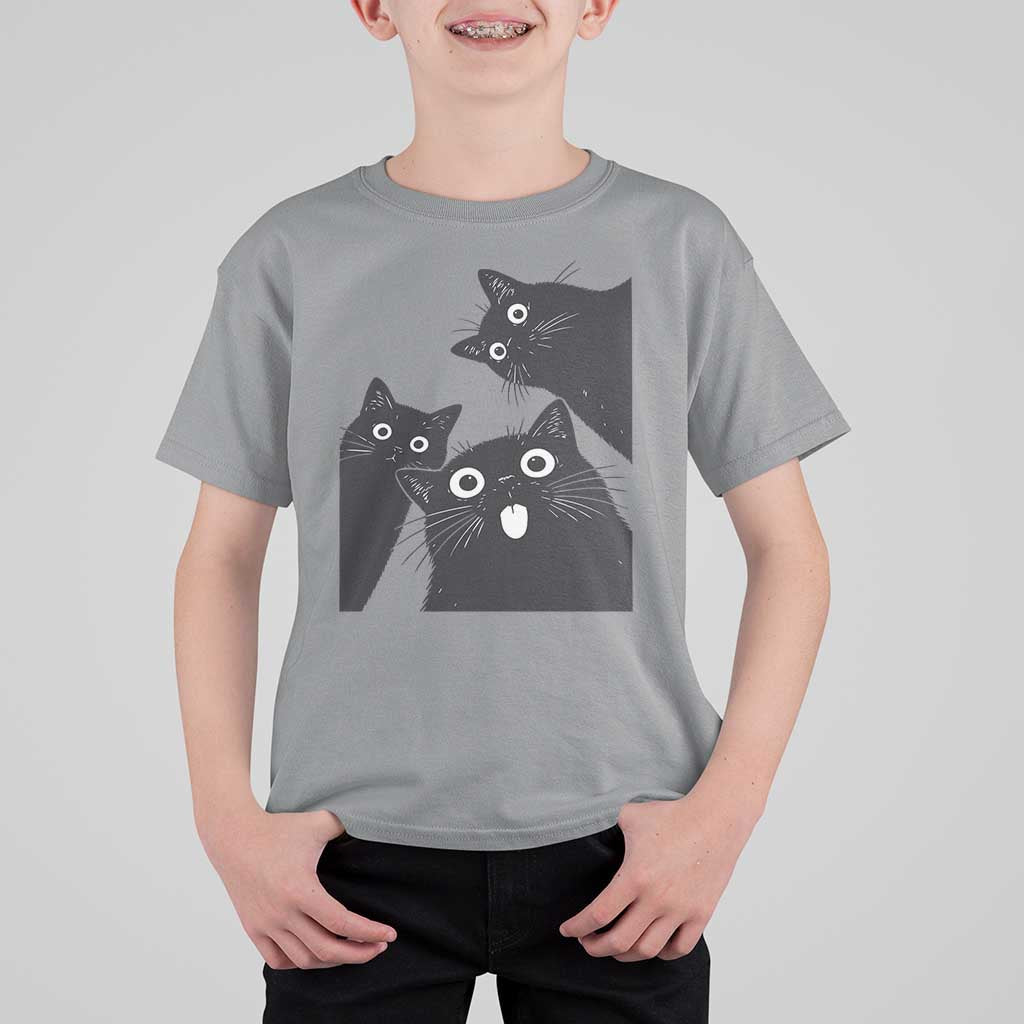 Funny Japanese Black Cat Is Watching You T Shirt For Kid Cat Lover