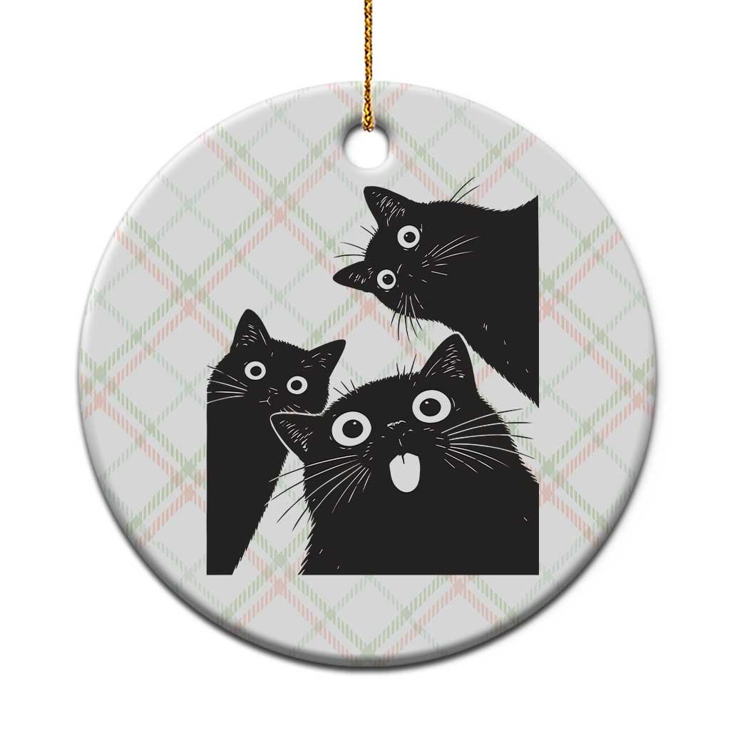 Funny Japanese Black Cat Is Watching You Ceramic Ornament Cat Lover