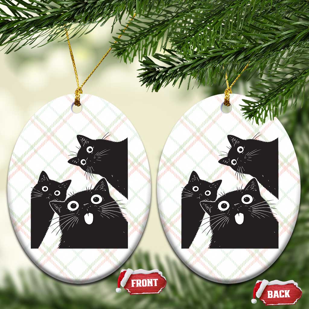 Funny Japanese Black Cat Is Watching You Ceramic Ornament Cat Lover
