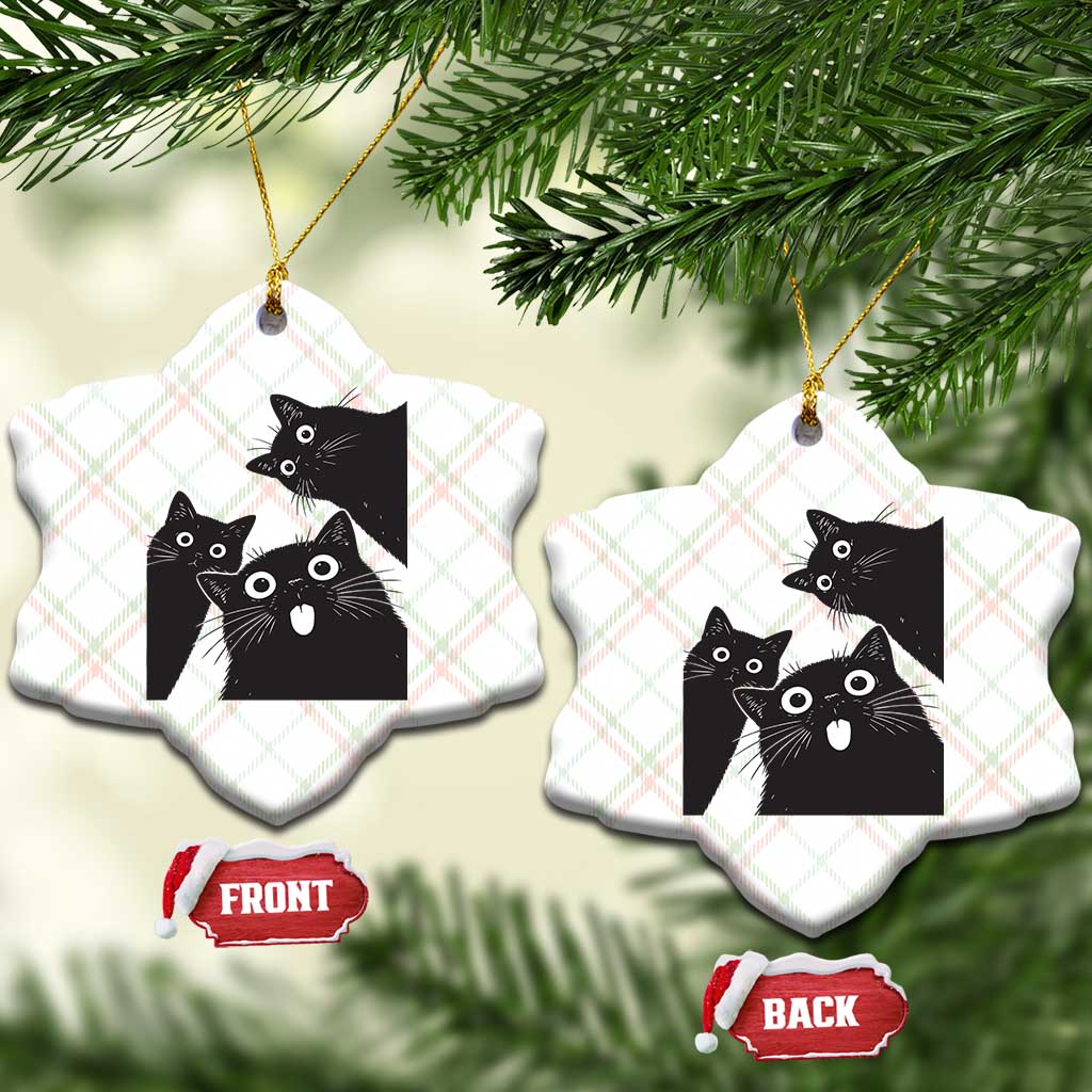 Funny Japanese Black Cat Is Watching You Ceramic Ornament Cat Lover