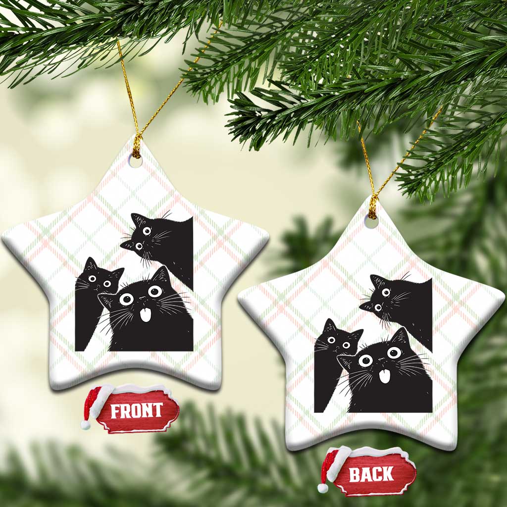Funny Japanese Black Cat Is Watching You Ceramic Ornament Cat Lover