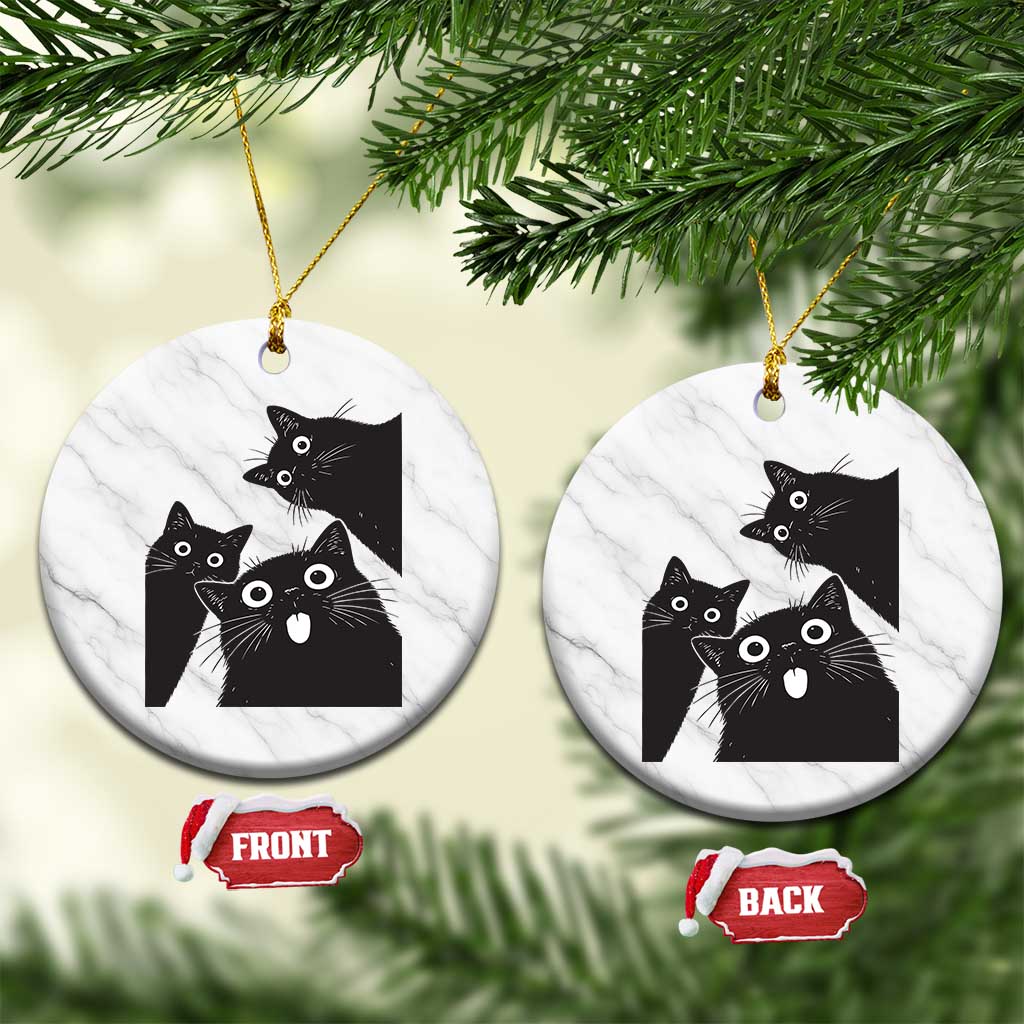 Funny Japanese Black Cat Is Watching You Ceramic Ornament Cat Lover