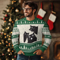 Funny Japanese Black Cat Is Watching You Ugly Christmas Sweater Cat Lover