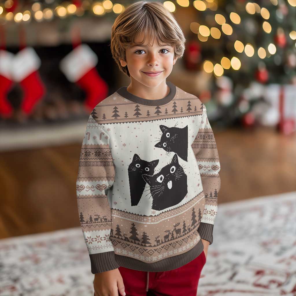 Funny Japanese Black Cat Is Watching You Ugly Christmas Sweater Cat Lover