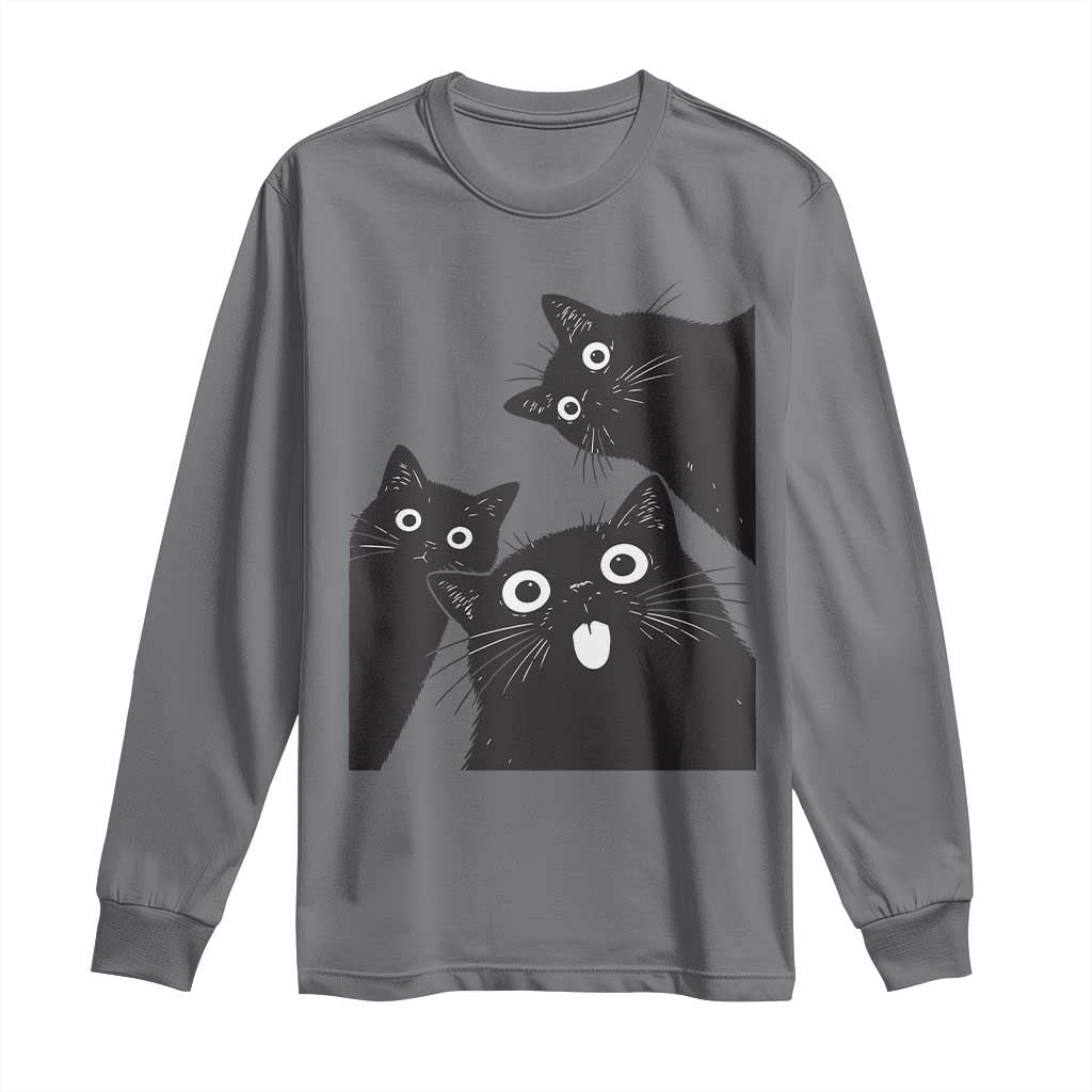 Funny Japanese Black Cat Is Watching You Long Sleeve Shirt Cat Lover