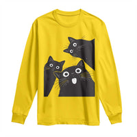 Funny Japanese Black Cat Is Watching You Long Sleeve Shirt Cat Lover
