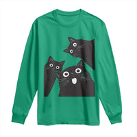 Funny Japanese Black Cat Is Watching You Long Sleeve Shirt Cat Lover