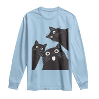 Funny Japanese Black Cat Is Watching You Long Sleeve Shirt Cat Lover