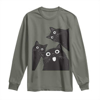Funny Japanese Black Cat Is Watching You Long Sleeve Shirt Cat Lover