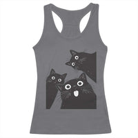 Funny Japanese Black Cat Is Watching You Racerback Tank Top Cat Lover