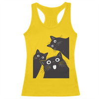 Funny Japanese Black Cat Is Watching You Racerback Tank Top Cat Lover