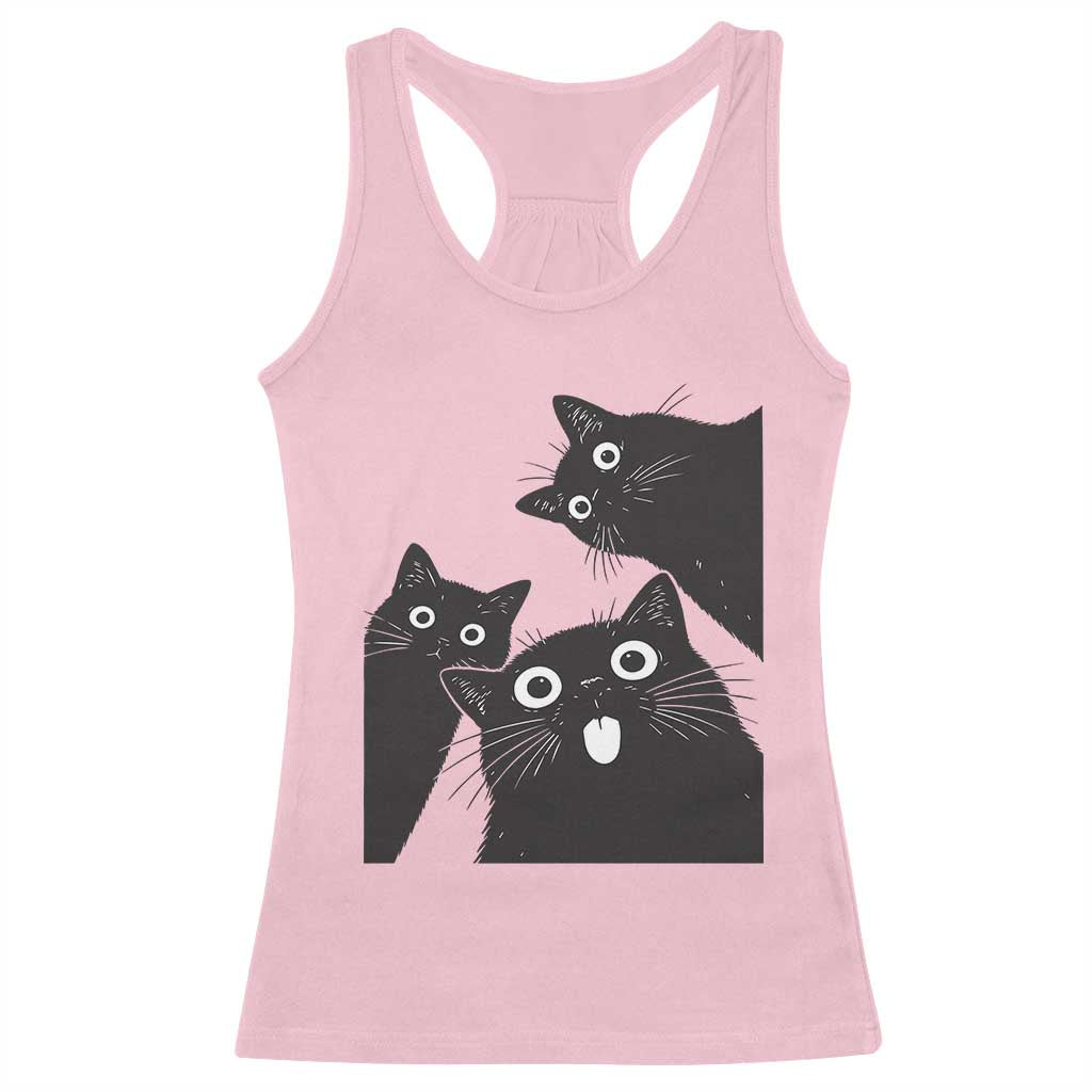 Funny Japanese Black Cat Is Watching You Racerback Tank Top Cat Lover