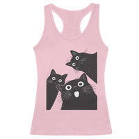 Funny Japanese Black Cat Is Watching You Racerback Tank Top Cat Lover