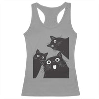 Funny Japanese Black Cat Is Watching You Racerback Tank Top Cat Lover