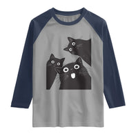 Funny Japanese Black Cat Is Watching You Raglan Shirt Cat Lover