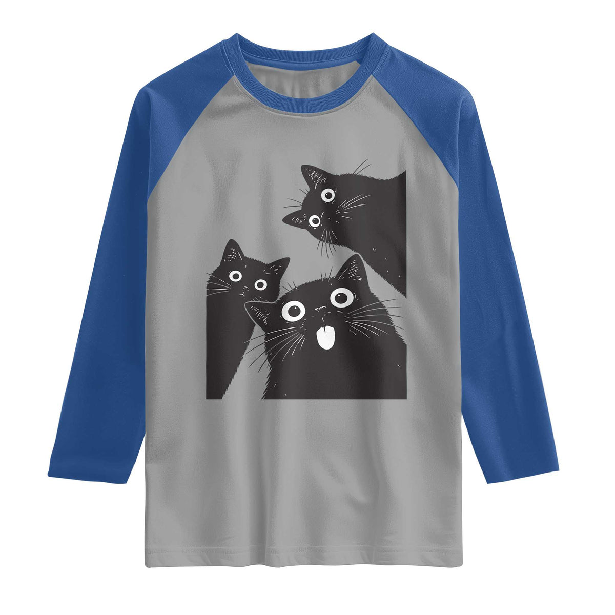 Funny Japanese Black Cat Is Watching You Raglan Shirt Cat Lover
