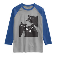 Funny Japanese Black Cat Is Watching You Raglan Shirt Cat Lover