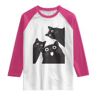 Funny Japanese Black Cat Is Watching You Raglan Shirt Cat Lover